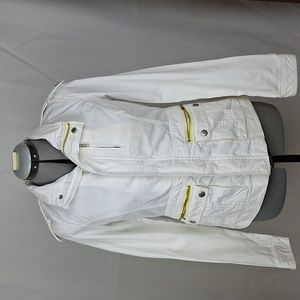 Free People White Ribbed Denim Jacket  Sz 6 Womens White